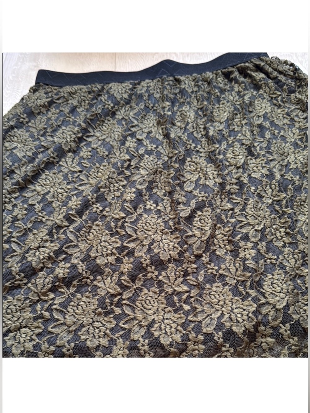 LuLaRoe Green Lace Bubble Midi Skirt - Picture 3 of 8